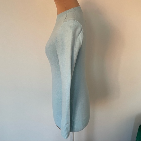 Elegant Sky Blue Crew Neck Sweater - Picture 2 of 8